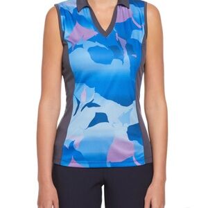 Womens Abstract Gradient Print Block Golf Polo